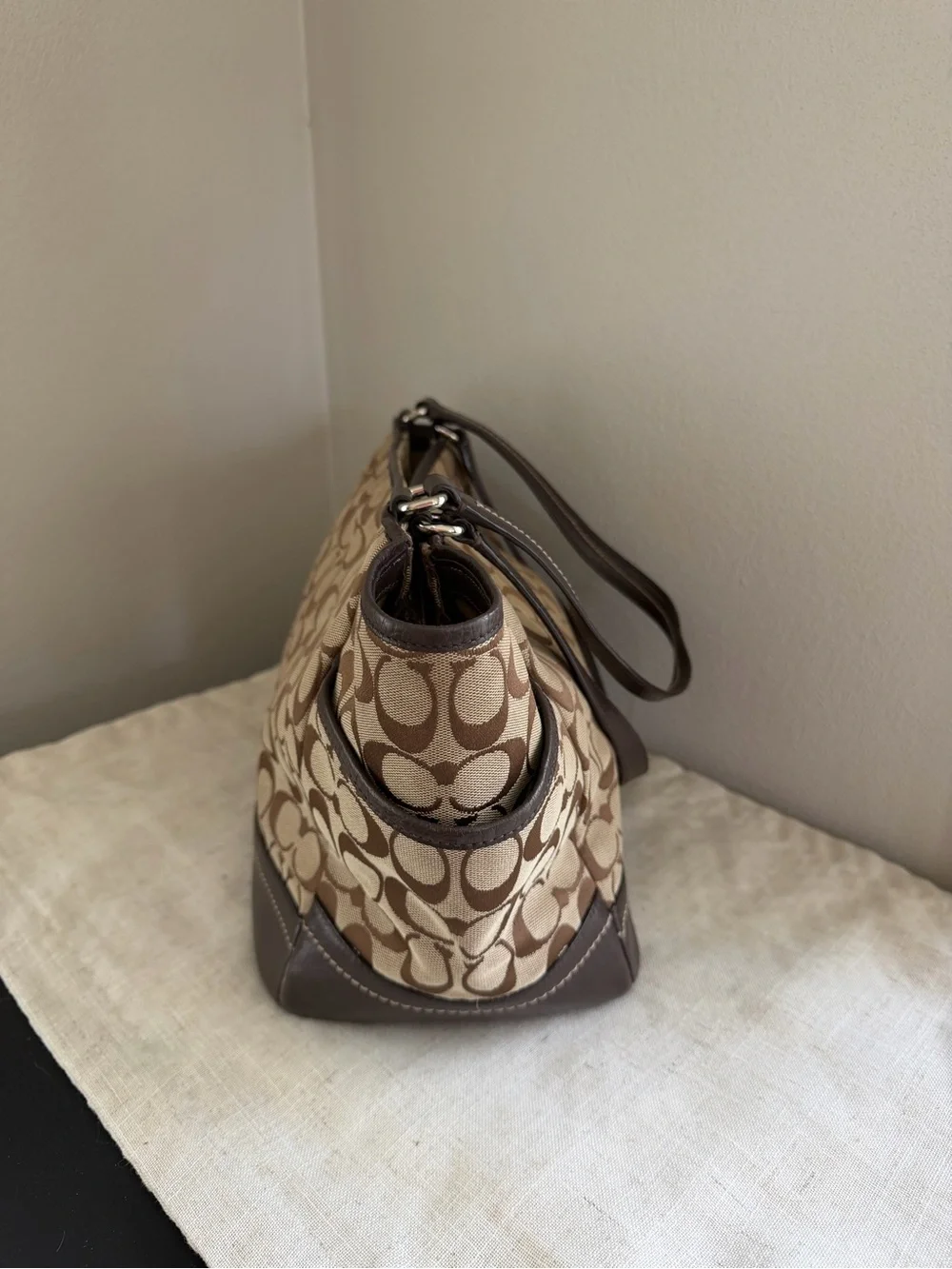 Coach Brown Signature Carrie Leather Tote - Picture 3 of 15